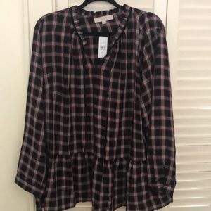 NWT LOFT Plaid Shirt 2x